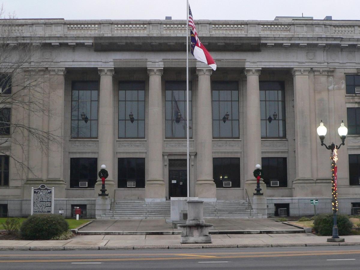 Johnston County courthouse, located at southeast corner of 2nd and Market Streets in Smithfield, North Carolina