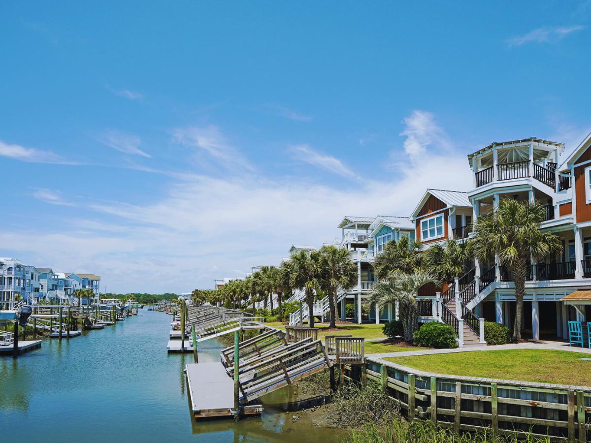 Waterfront homes on a canal in Ocean Isle Beach, Brunswick County, NC